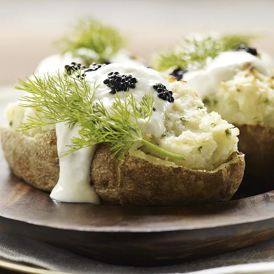 Eating Well: Twice-Baked Potatoes with Horseradish & Caviar: - GTCaviar